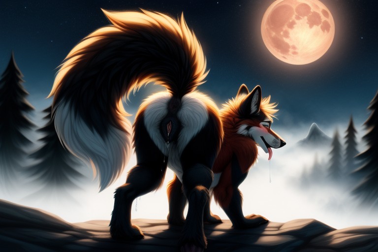 Long Tail, Mouth Open, Pussy Juice Furry AI Porn