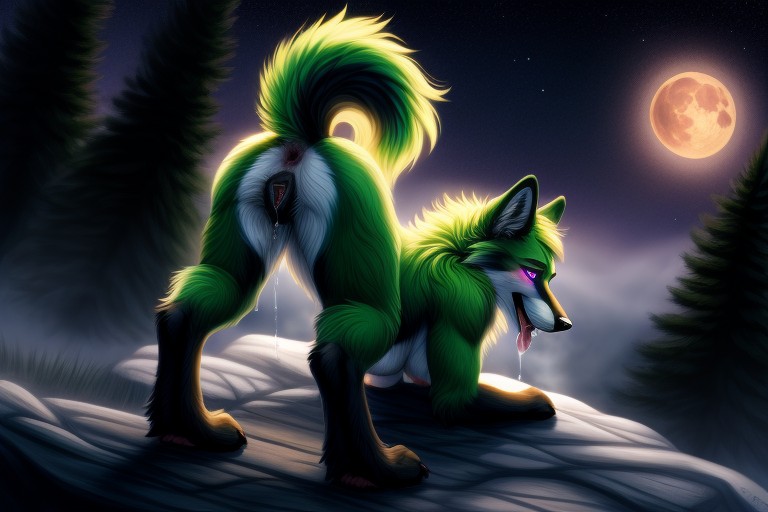 Standing, Bushy Tail, Pussy Juice Furry AI Porn
