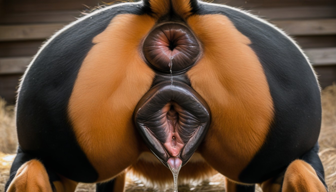 Squatting, Looking At Viewer, Detailed Canine Pussy Furry AI Porn