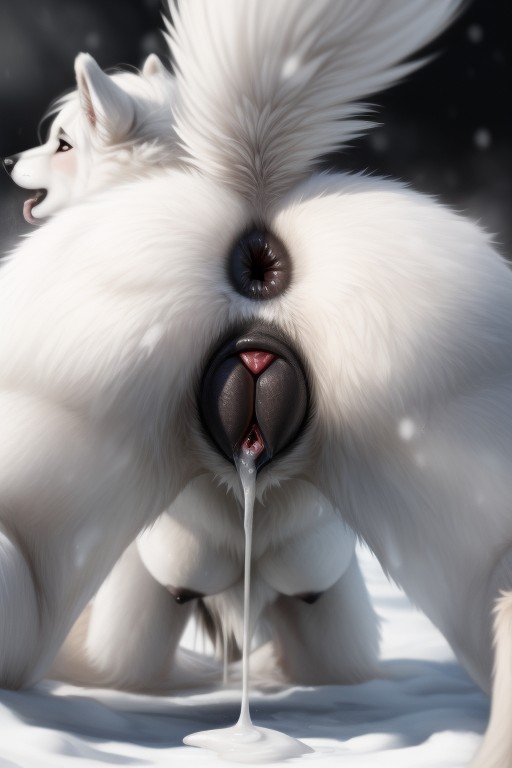 Black Anus, Overflowing Cum, Gaping Pussy Furry AI Porn