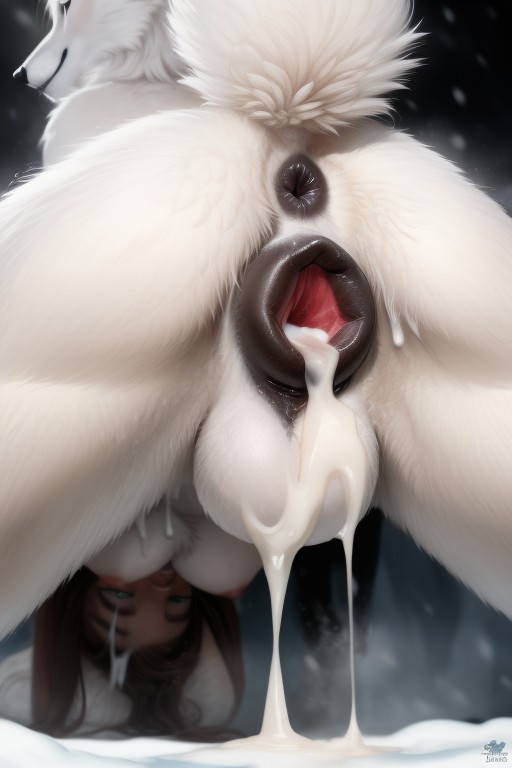 Black Pussy, Massive Puffy Canine Pussy, Dark Background Furry AI Porn