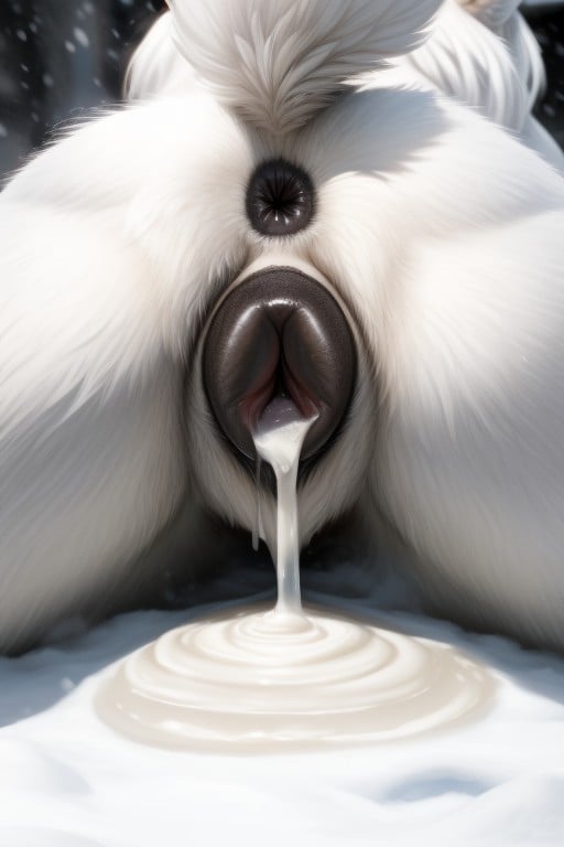 Overflowing Cum, Gaping Canine Pussy, Creampie Furry AI Porn