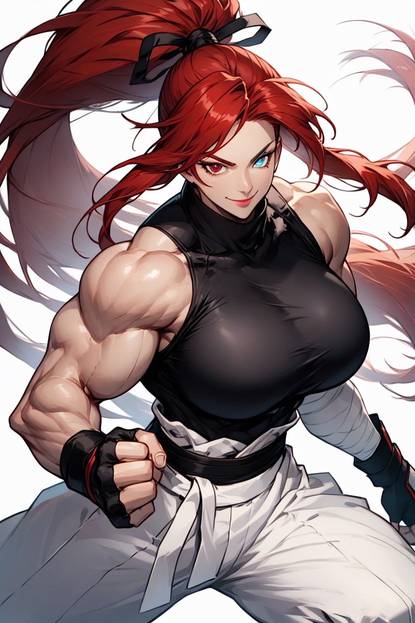 Ponytail Tied With A Black Ribbon, Long Body, Heterochromia Hentai AI Porn
