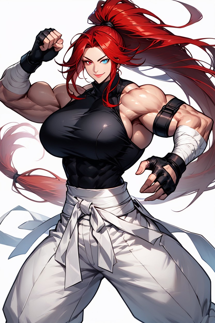 Pink Lips, Black Sleeveless Turtleneck, Gigantic Arms Hentai AI Porn