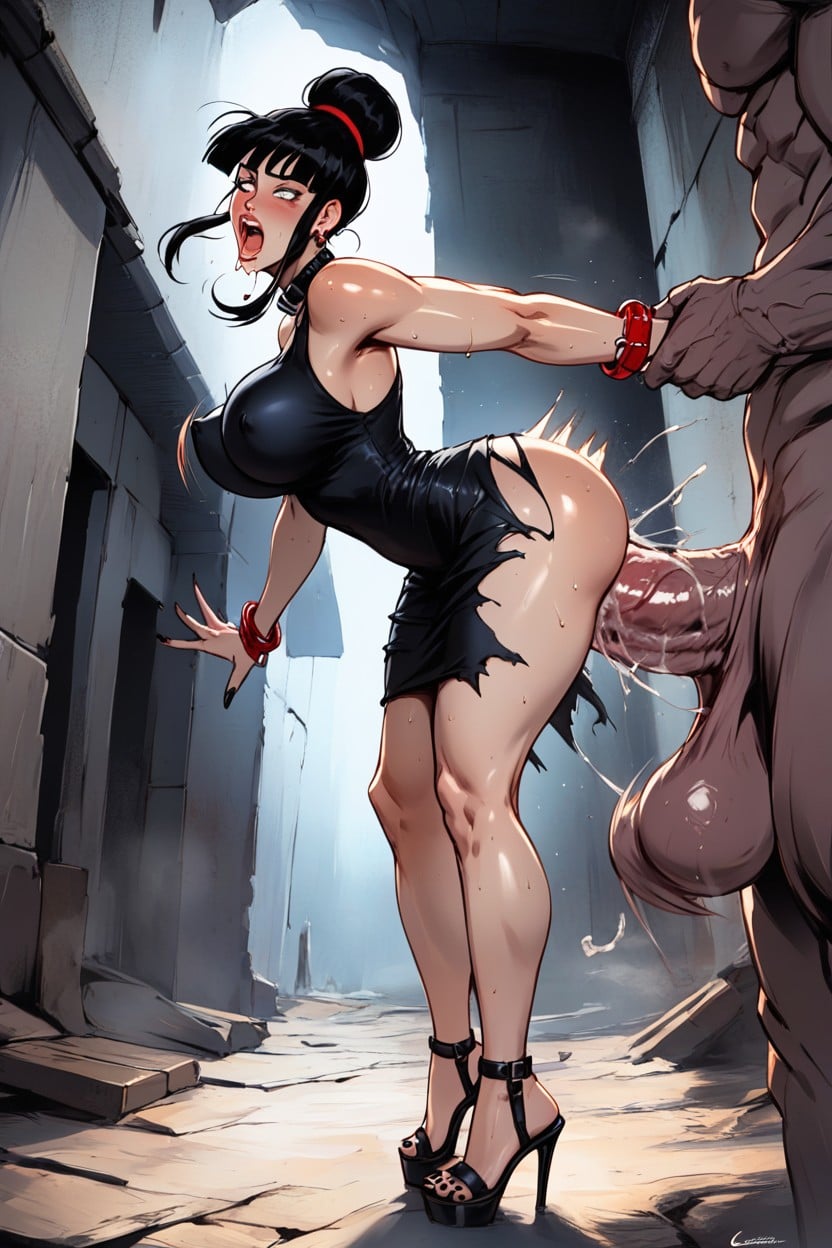 Gigantic, Full Body, Hair Bun Hentai AI Porn