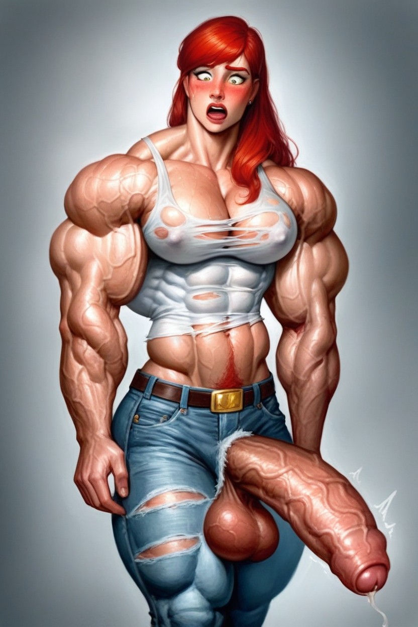 Ripped Muscle Dick, Shredded Muscle, Over Pumped Veins Shemale AI Porn