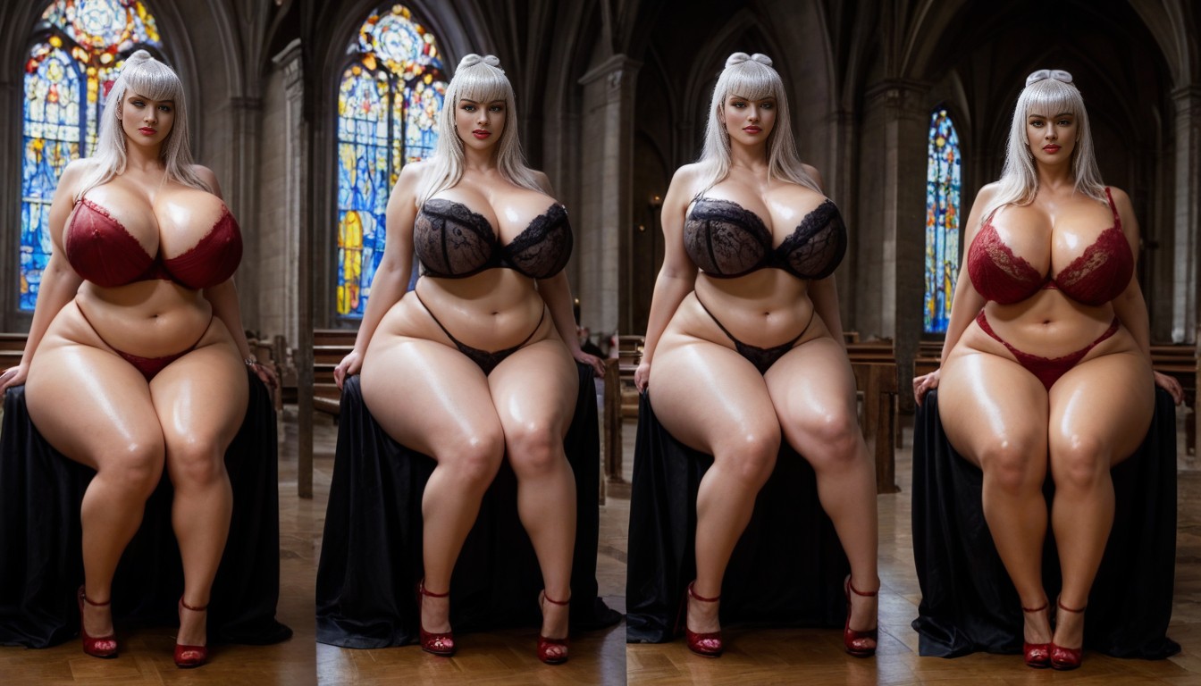 Years Old Female, Pale Skin Color, White Hair Color AI Porn