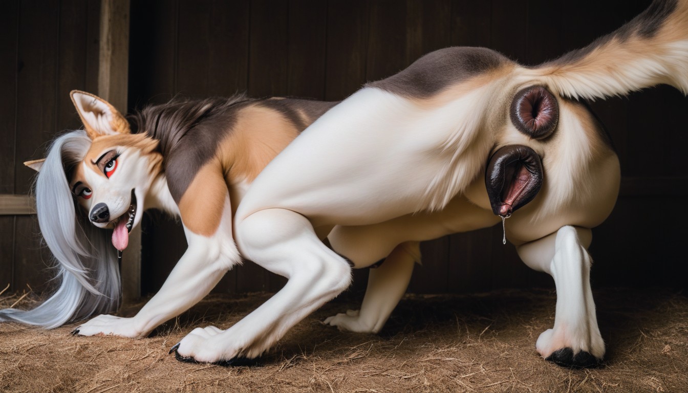 In A Barn, Lit From Behind, Vaginal Opening Furry IA
