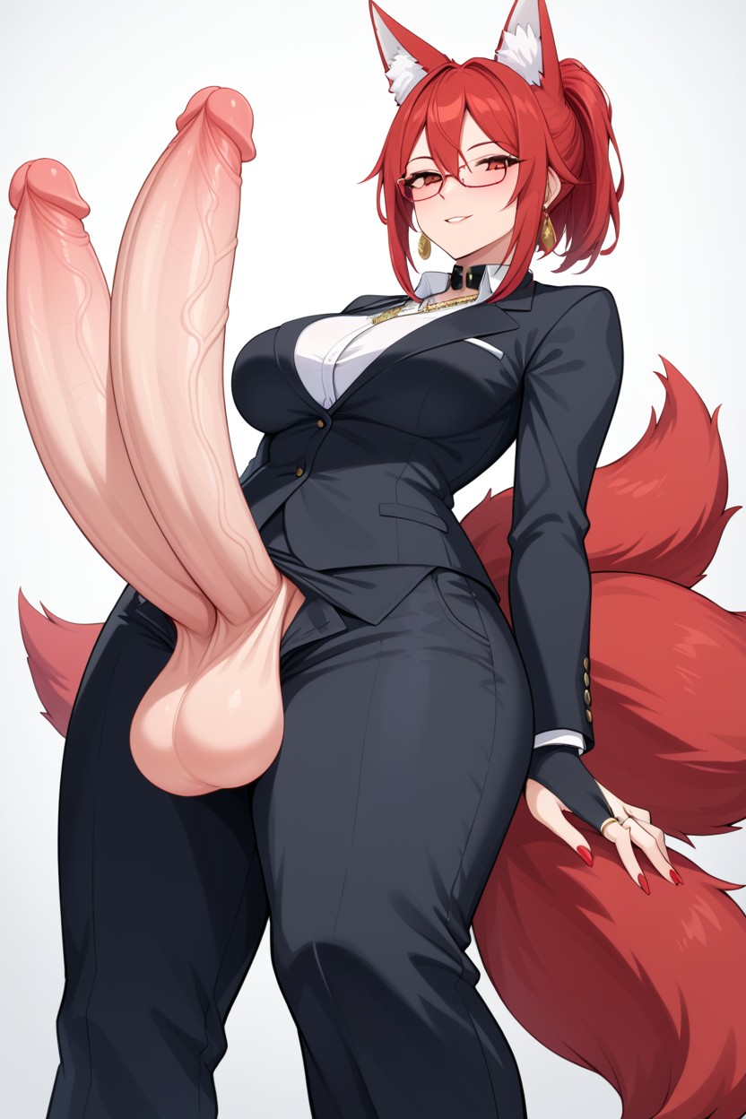 Jewelry, Office Shirt, Red Hair Shemale AI Porn