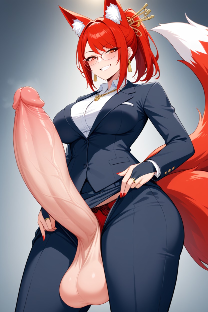 Bridal Gauntlets, Earrings, Fox Ears Shemale AI Porn
