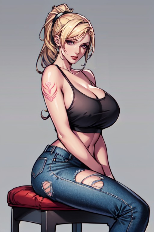 Simple Background, Sitting Down, Comic Hentai AI Porn