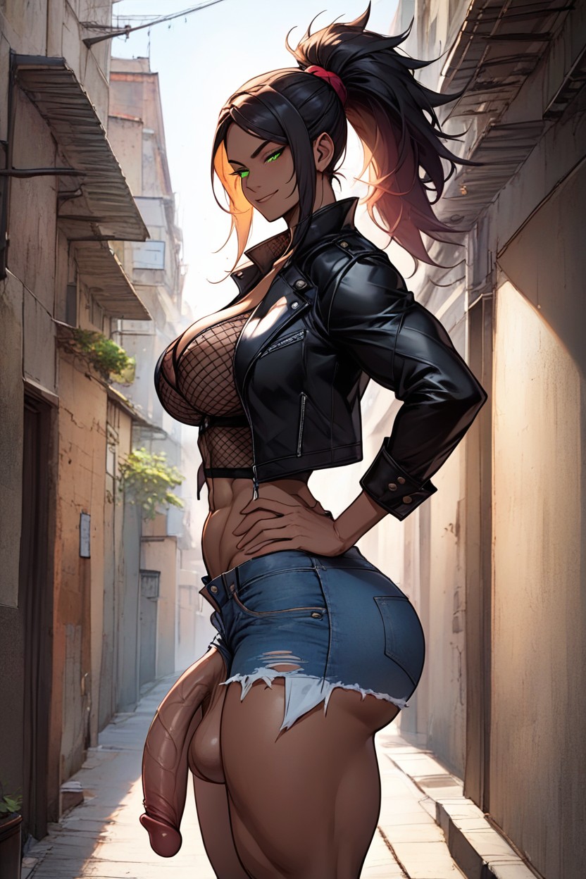 Large Breasts, Tall, Hefty Balls Shemale AI Porn