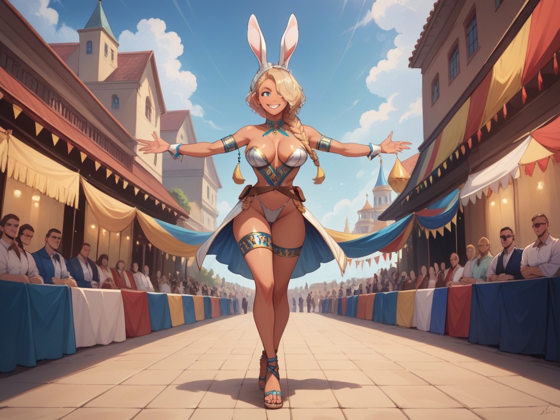 Rabbit Mask, Bunny Belt, Silver Armband AI Porn