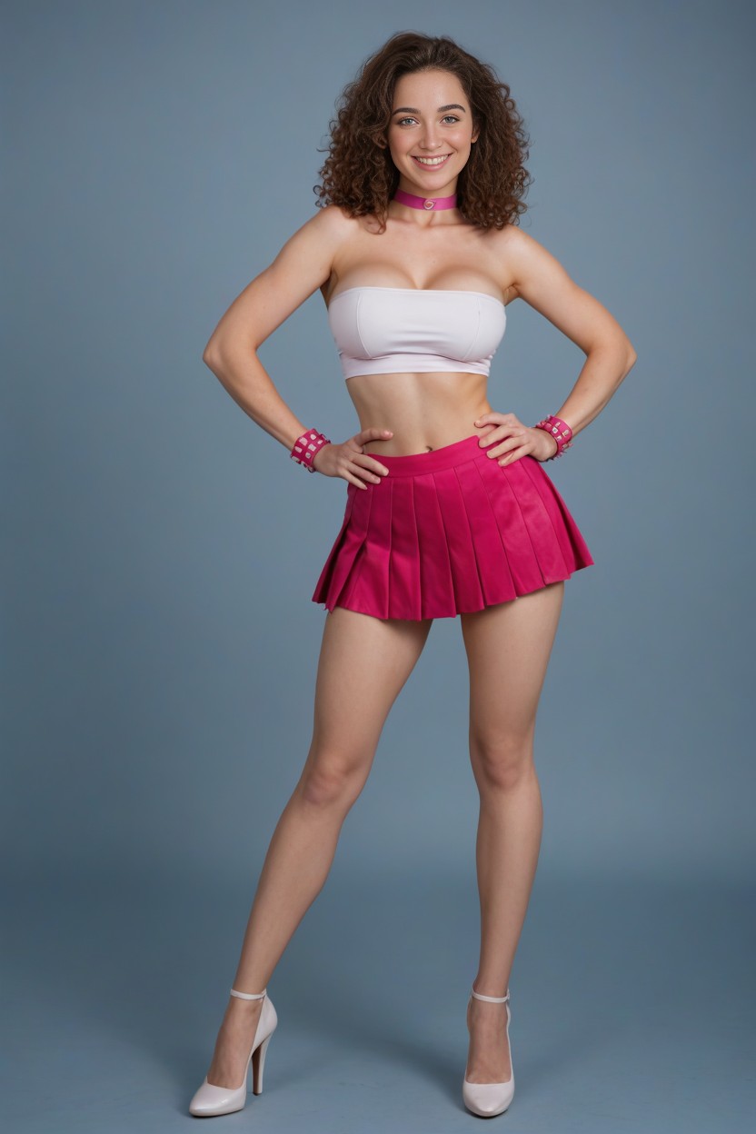 Blushing Cheeks, White Tube Top, Stomach Porno IA