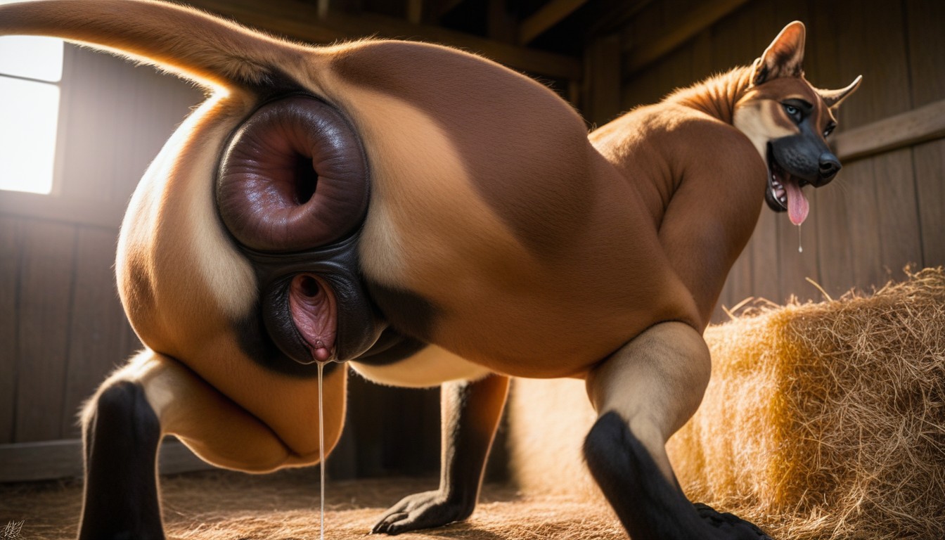 Gaping Pussy, Dripping Pussy, Lit From Behind Furry AI Porn