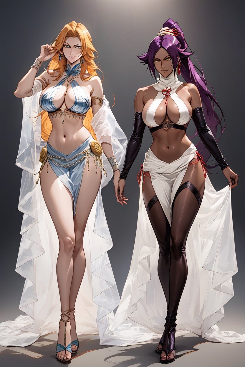 2 Pessoas, Rangiku Matsumoto From Bleach, Roupas Justas Hentai IA pornografia