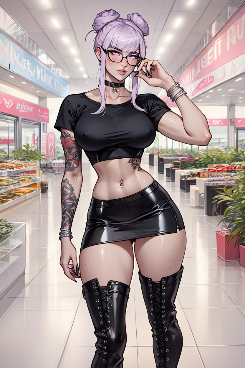 Large Hips, Tight Black T Shirt, Snatched Waist AIポルノ