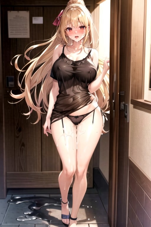 Full Body Shot, Downturned Eyes, Poitrine ArrondiePorno IA Hentai