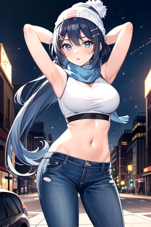 Crop Top, Thick Lines, Arms Up Hentai AI Porn