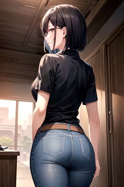 Camisa De Escritório, Scratch The Butt, Standing Hentai IA pornografia