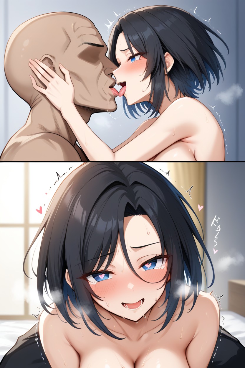 Embarrassed, Curl Outward Hair, Jubilant Hentai AI Porn