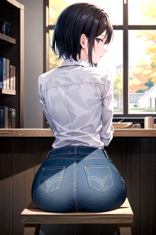 Chemise De Bureau, Courte Longueur, Scratch The Butt、drinkPorno IA Hentai