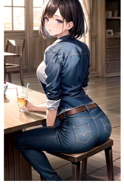 Scratch The Butt、drink, Side View, Sfw Hentai AI Porn