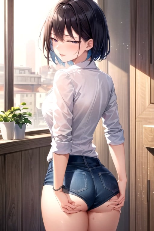 Scratch The Butt, Vue Arrière, SfwPorno IA Hentai