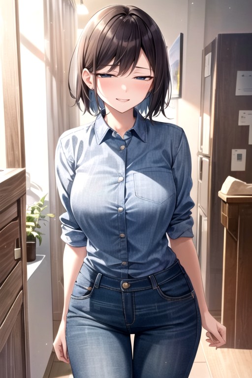 Jeans, Sfw, Chemise De BureauPorno IA Hentai