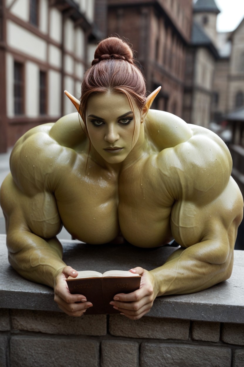 Sitting Down, Massive Pectorals, Thick Lips AI Porn