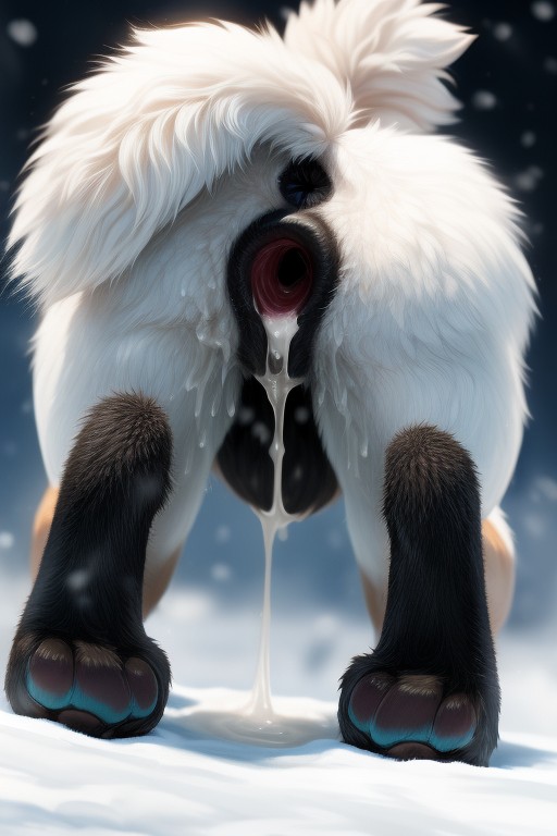 Dripping Pussy, Snow, Photorealistic Furry AI Porn