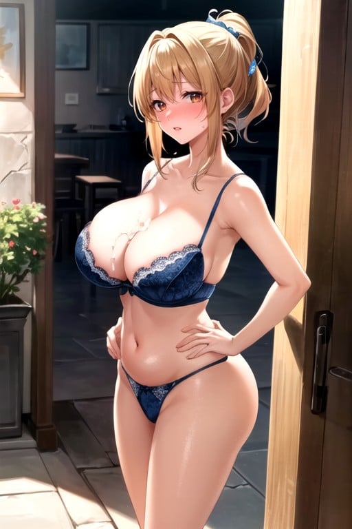 Blond Hair, De Pie, Ojos RojosPorno AI Hentai