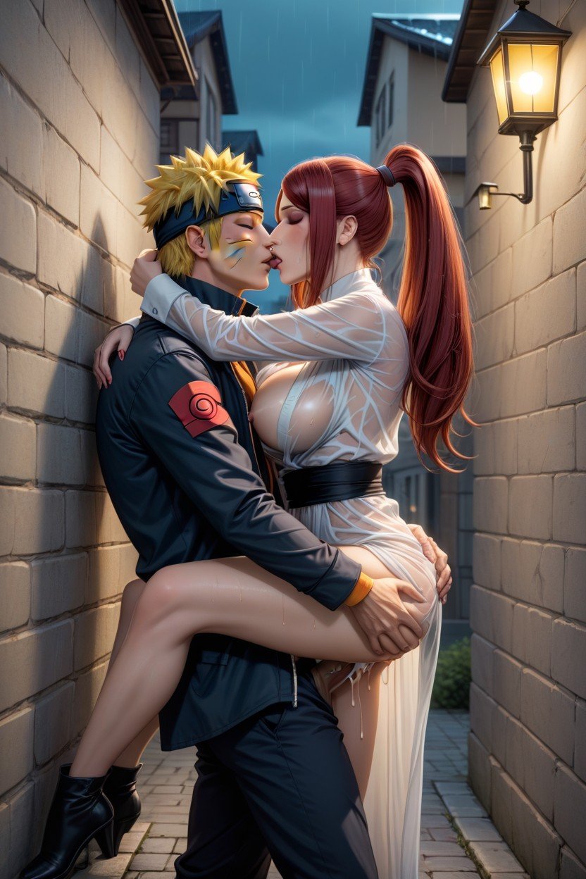 Kushina Red Hair With Ponytail, Дождливо, Naruto Grabbing Ass While  Carrying Kushina Фурри AI порно