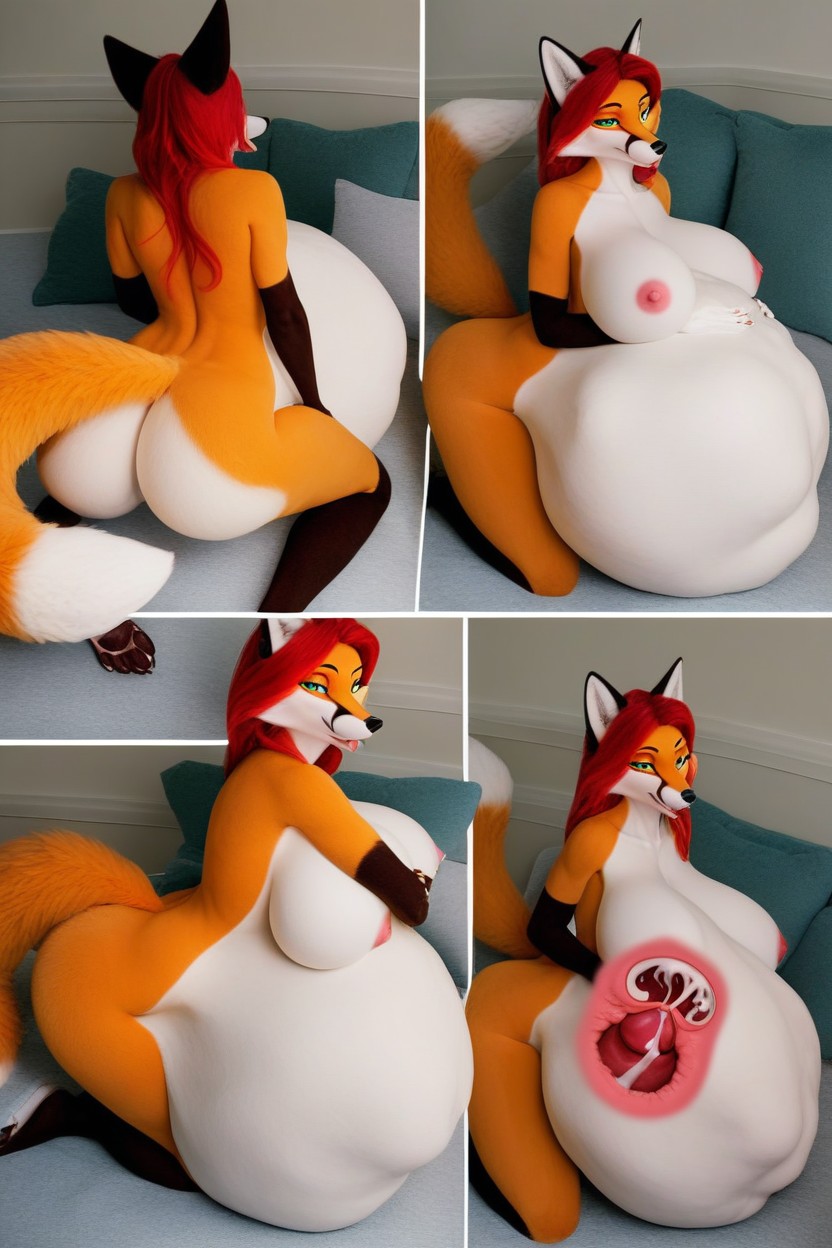 Bed, Anthromorphic Female Fox, Vore Furry AI Porn