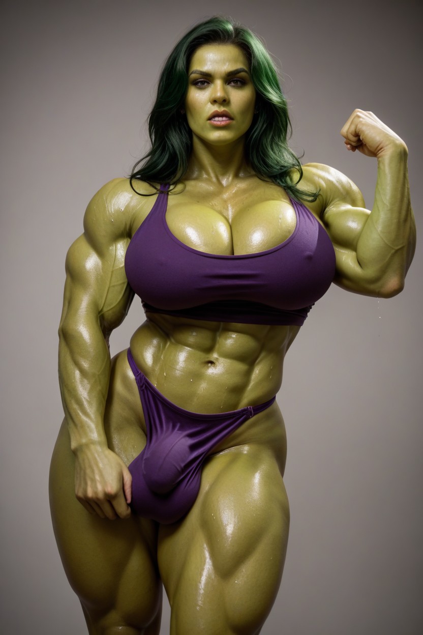 Muscular, Cleavage, 20s Shemale AI Porn