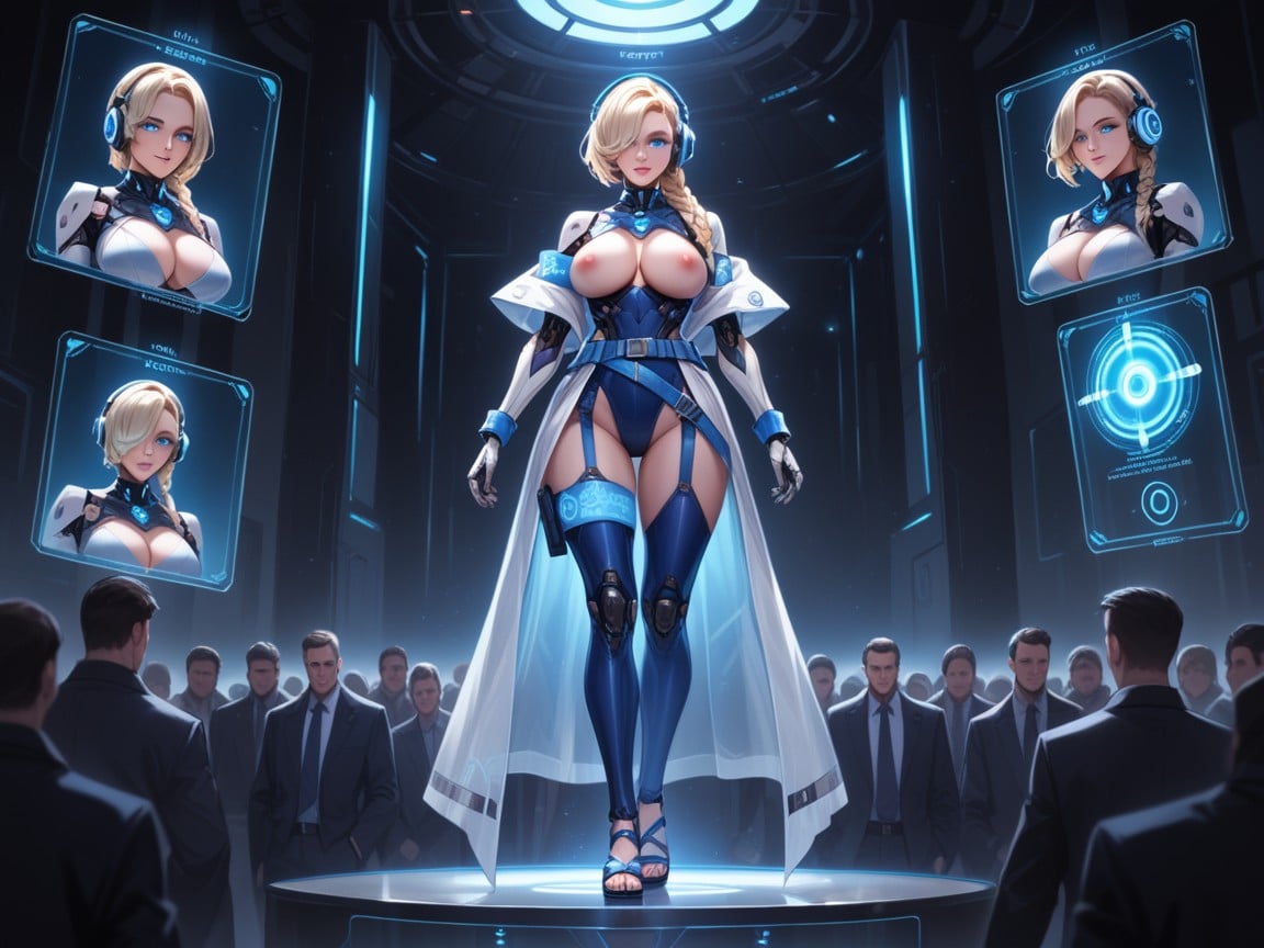 Blue Headphones, Holograms, Lean Frame Hentai AI Porn