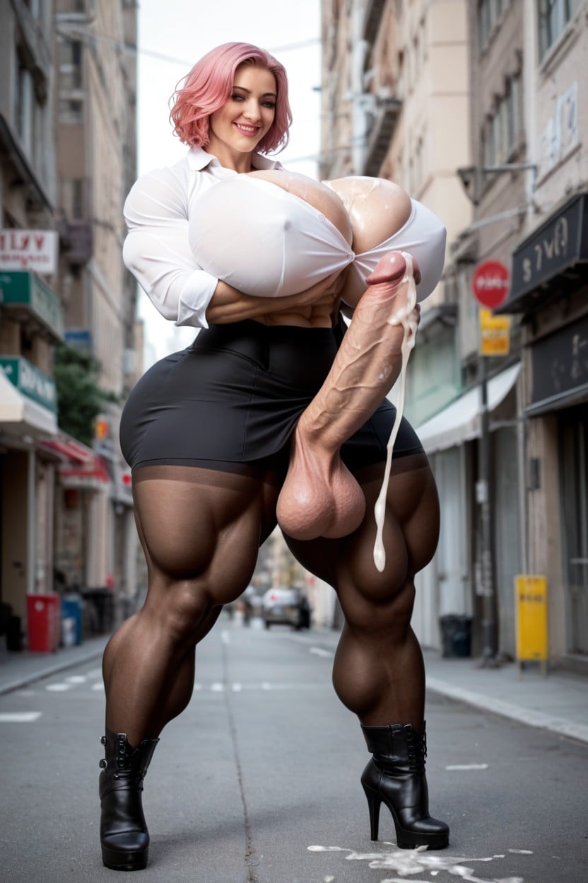 Teacher, Huge Muscular Arms, Long Tights Shemale AI Porn