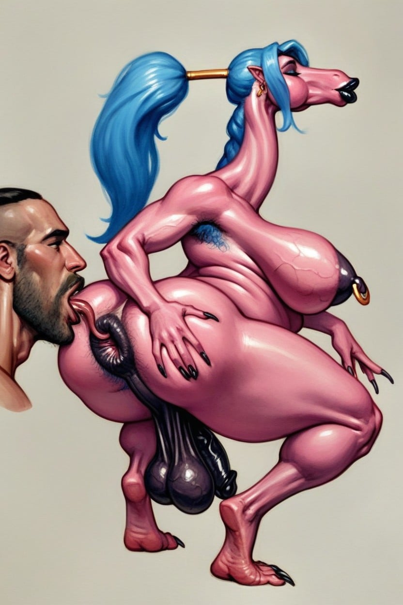 Long Neck, Pierced Nipples, Rimming Female Shemale AI Porn