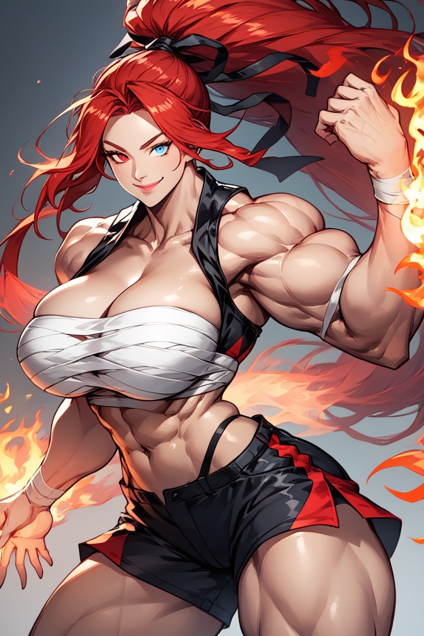 Red Eye, Extremly Tall, Gigantic Forearms Hentai AI Porn