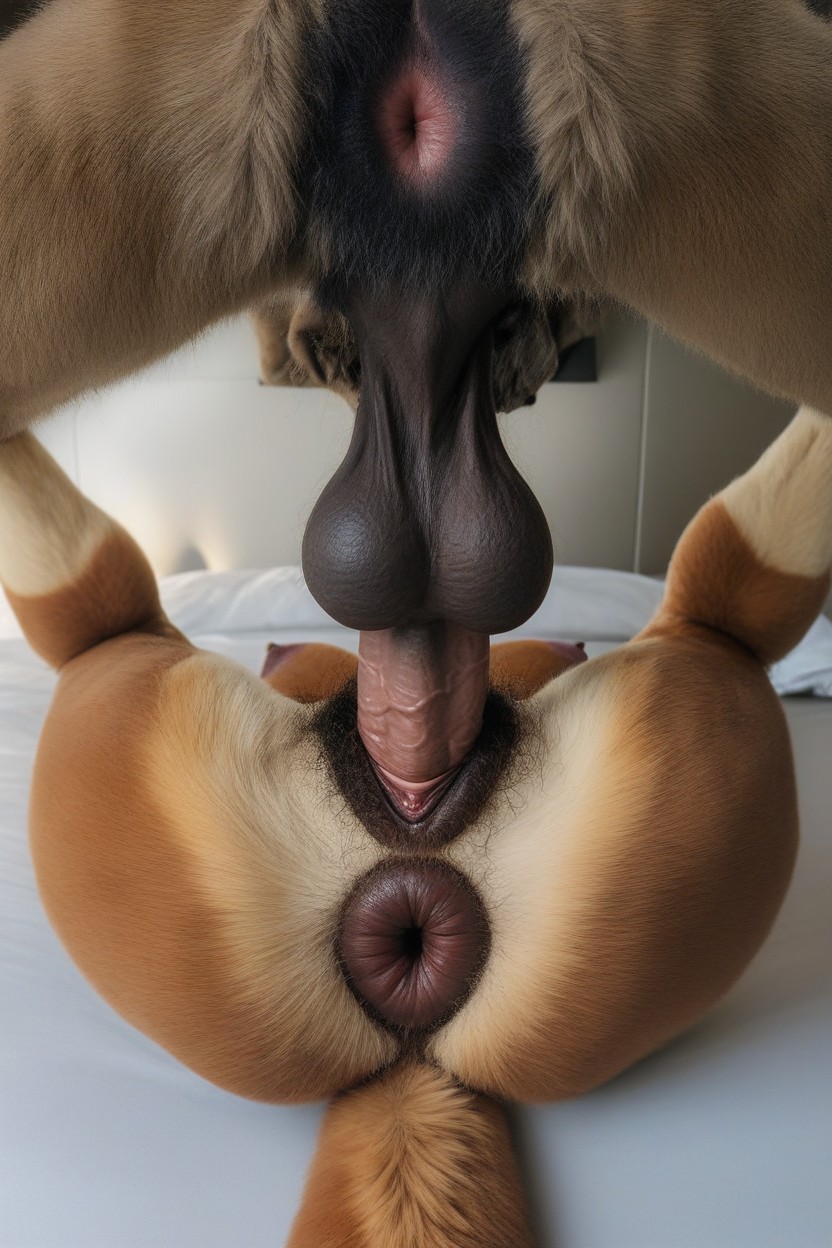 Dark Brown Labia, Insane Fur Detail, Extremely Detailed Furry AI Porn