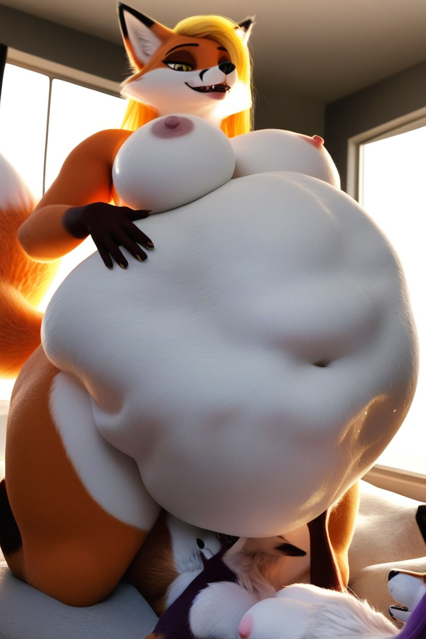 Round Belly, Fat, Lumps In Belly Furry AI Porn