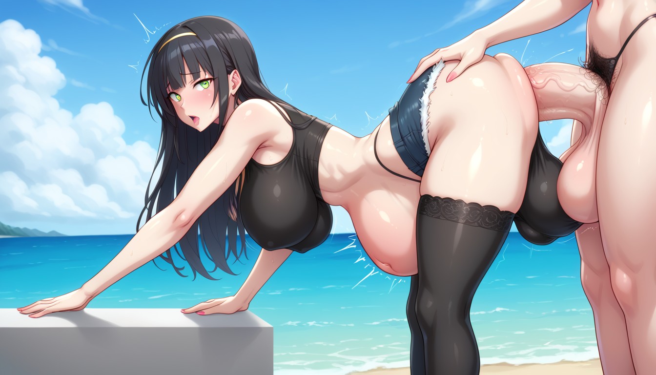 Standing, Balls Deep, Bushy Pubic Hair Shemale AI Porn