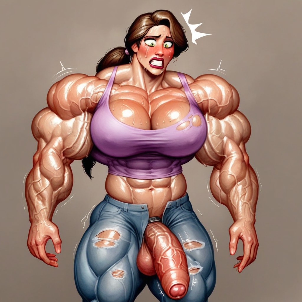 Sweaty, Shocked Impression, Muscle Expansion Shemale AI Porn