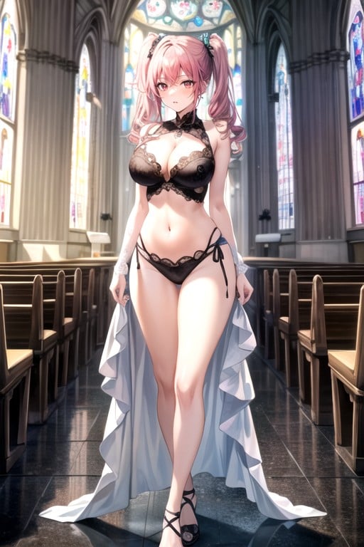 Church, Navel Exposed, Arms Crossed AI Porn