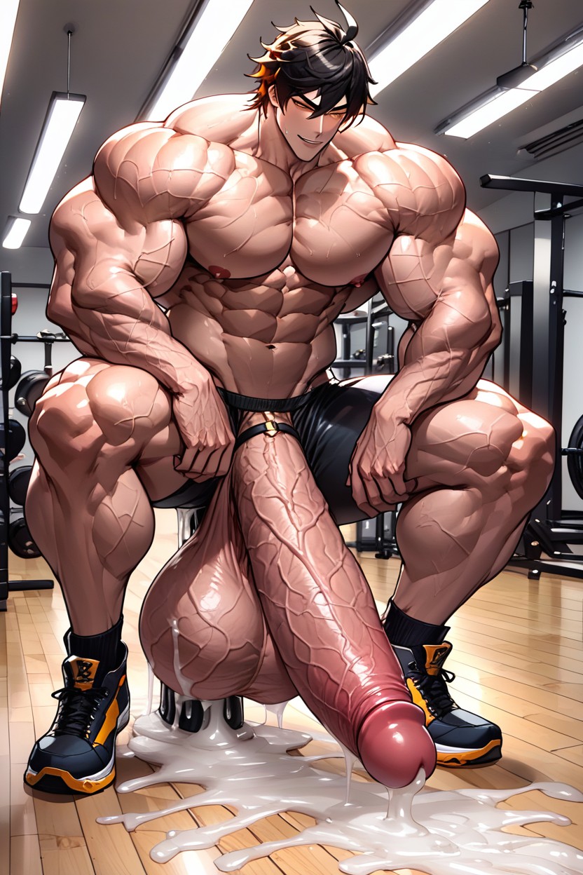 Cum Flooding Floor, Girthy Cock, Cock Male AI Gay Porn