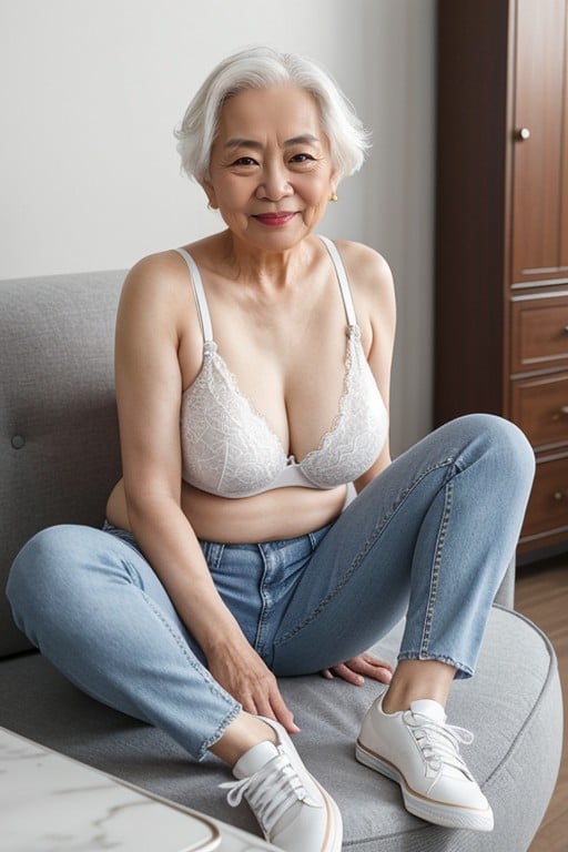 Short White Hair, 60+, Asian AI Porn