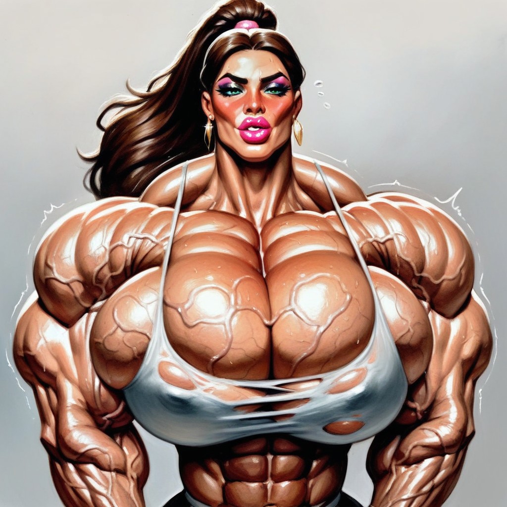 Bounce Lines, Horny Impression, Ultra Large Muscle Shemale AI Porn