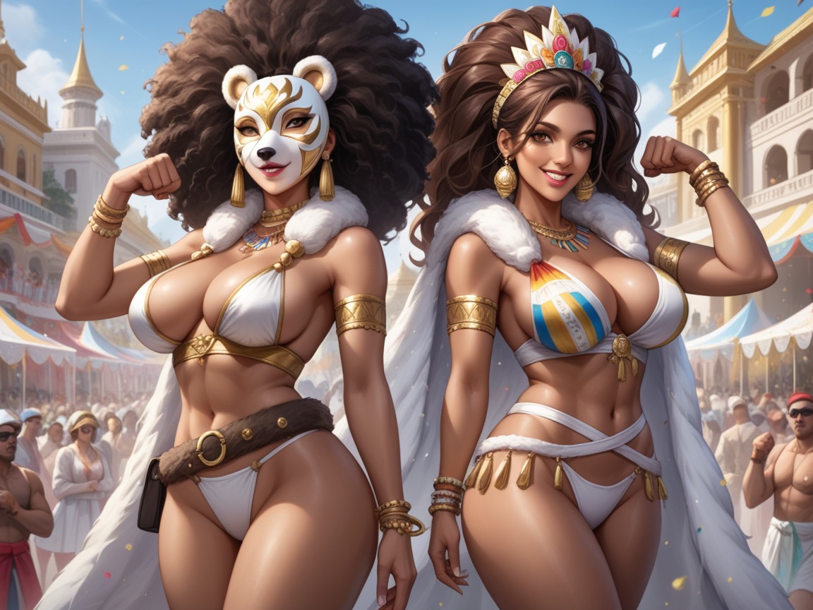 Afro, Wearing A White Carnival Costume, 18 Hentai AI Porn