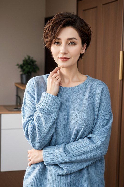 Korichnevoye Ozherel'ye, Detalizirovannyye Lit, Virgin Sweater AI Porn