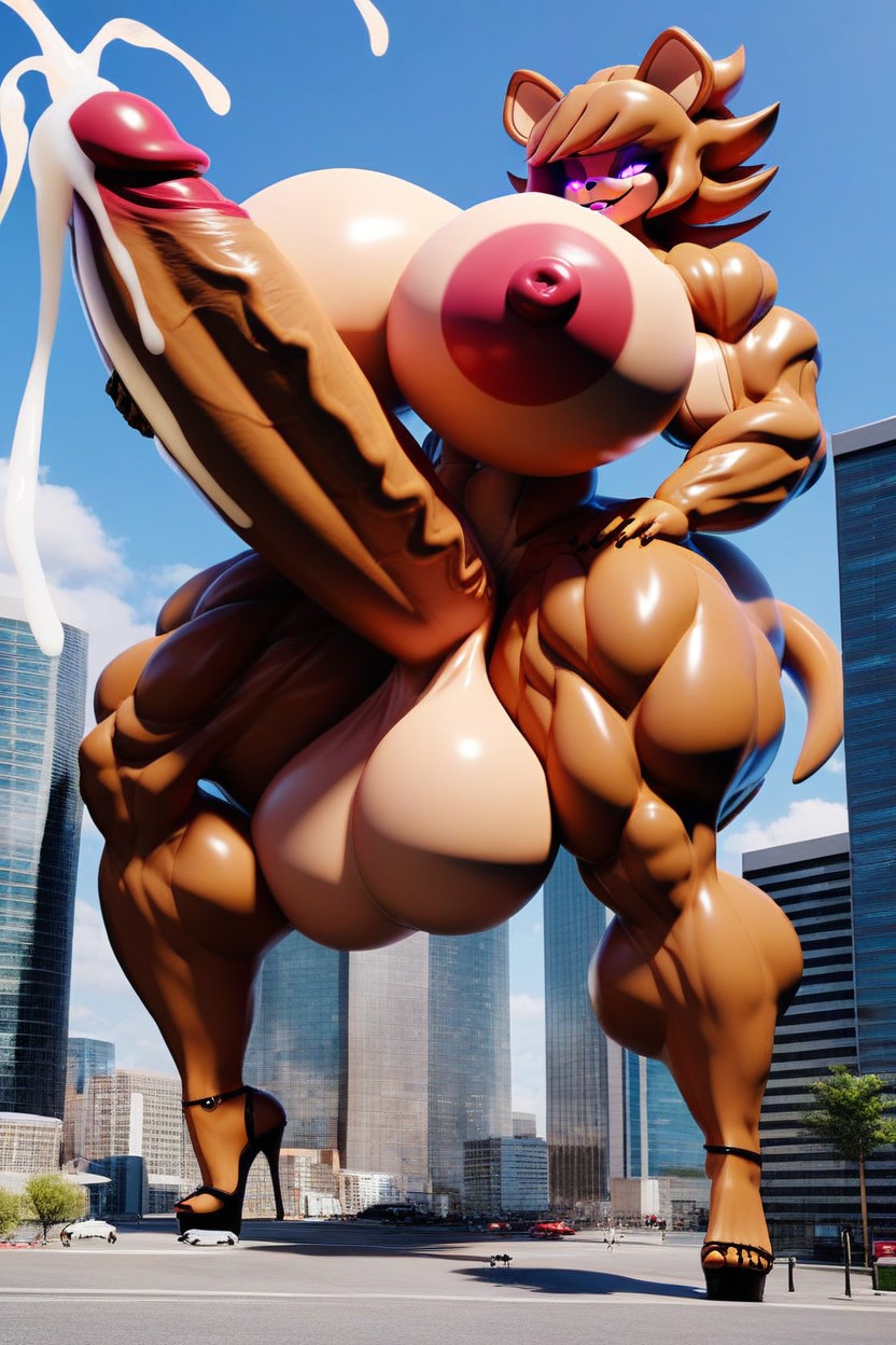 Hyper Muscular, Thick Thighs, City Furry AI Porn